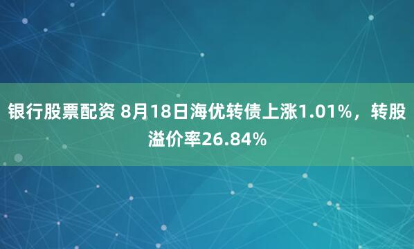 银行股票配资 8月18日海优转债上涨1.01%,转股溢价率26.84%